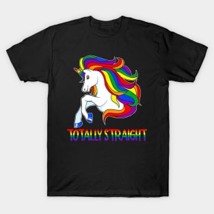 Totally Straight Horse Unicorn LGBT Gay Pride  Stripe T-Shirt